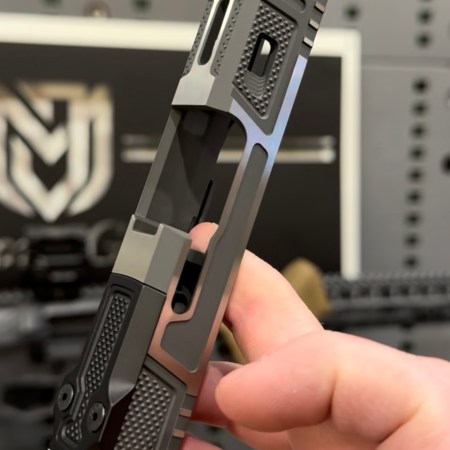 2 Tone Cerakoted Chimera Slide, Typhon Ported Barrel and Angry Bear Arms Sight